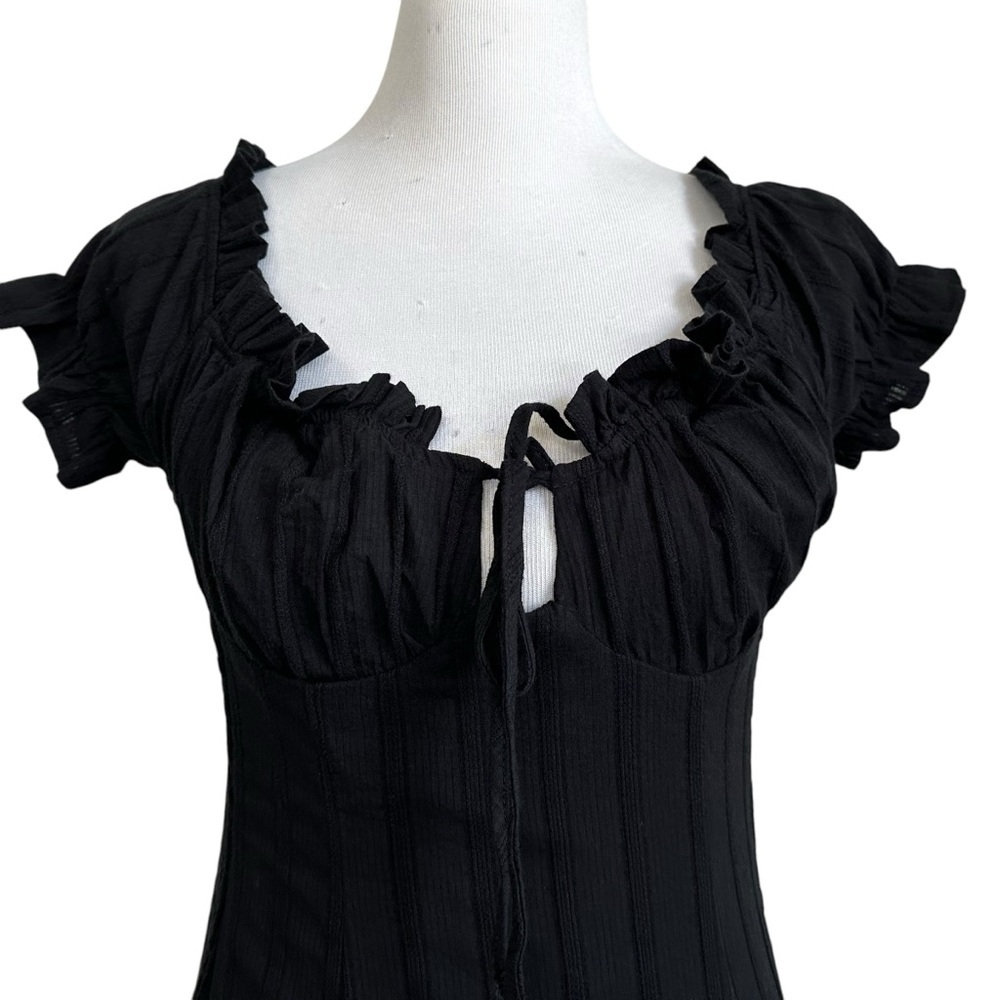 Urban Outfitters Kiss The Sky Bardot Off-The-Shoulder Midi Dress Sz Large Black - Picture 5 of 10